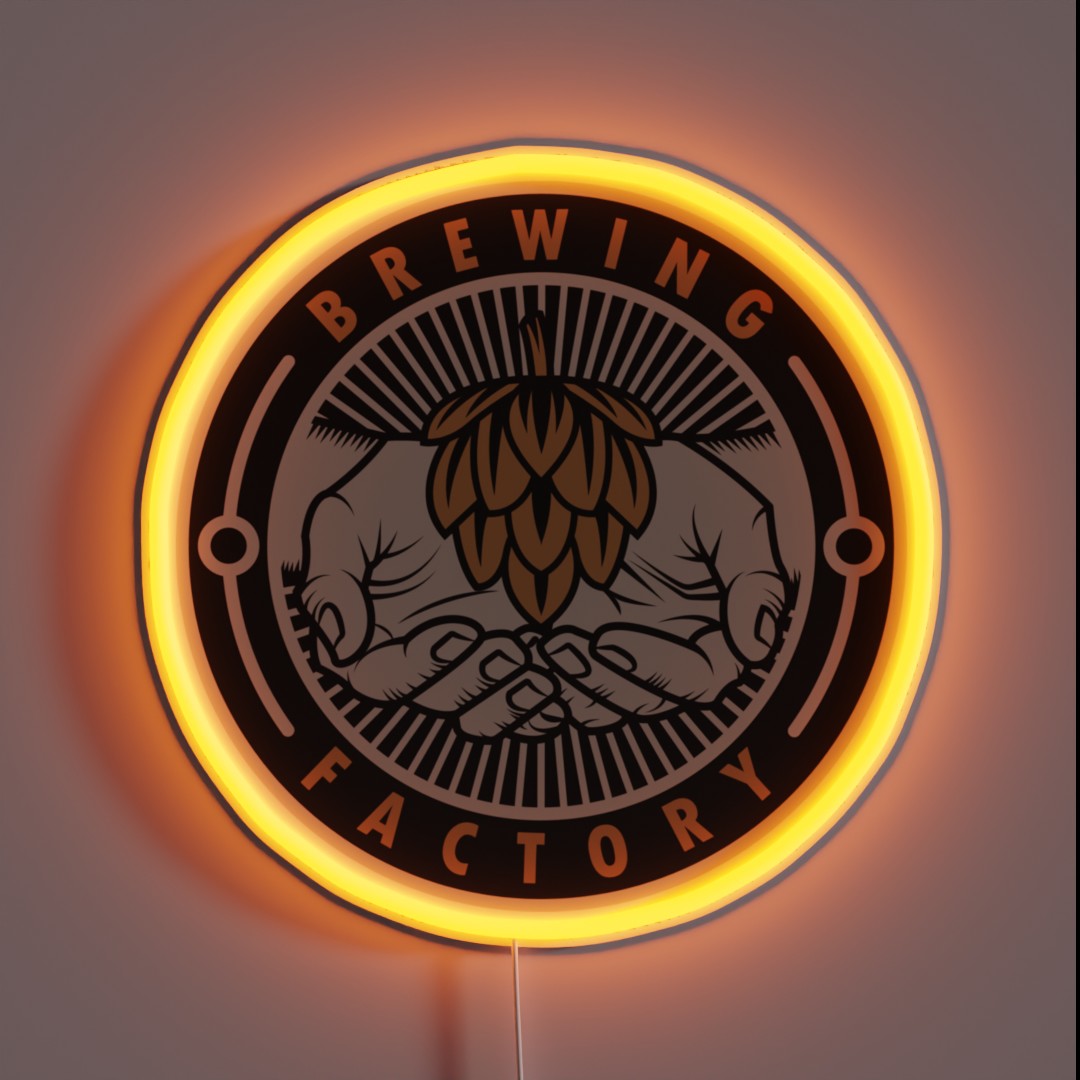 Brewing Factory Mascot Illustration RGB Neon Sign