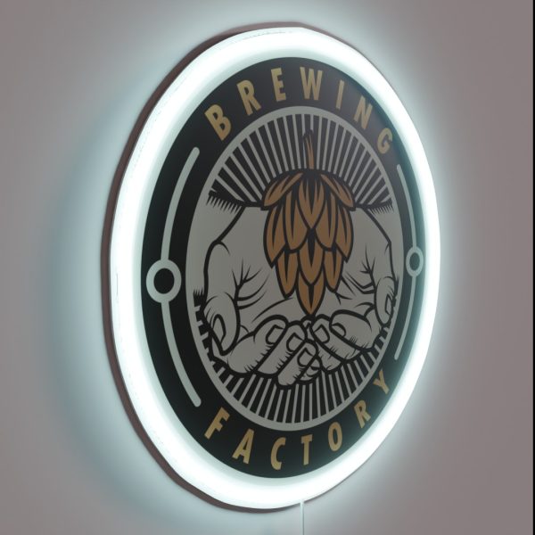Brewing Factory Mascot Illustration RGB Neon Sign