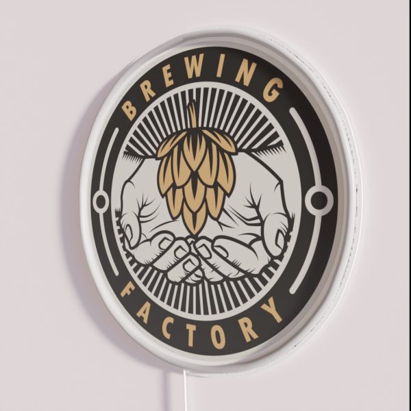 Brewing Factory Mascot Illustration RGB Neon Sign