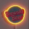 Brewski's vibrant beer neon sign for home bars and decor