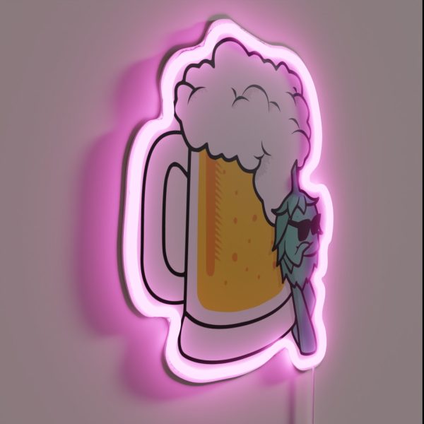 Cool Hops On Beer Glass RGB Neon Sign