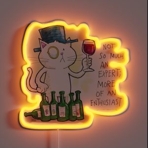 Dapper Cat Wine Enthusiast RGB Neon Sign
