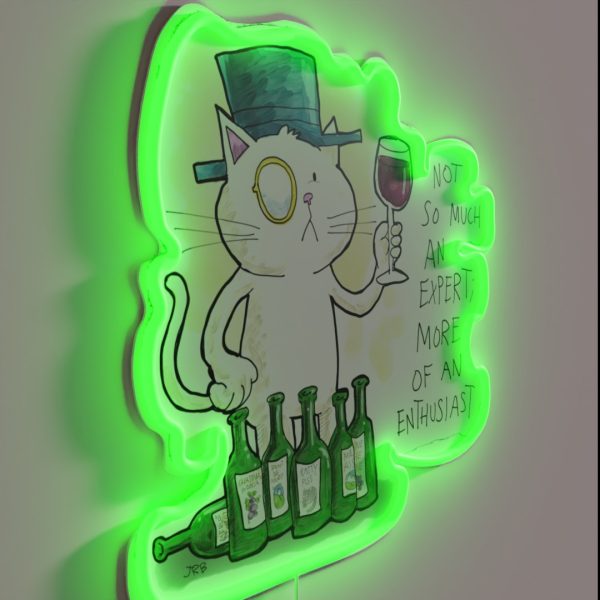 Dapper Cat Wine Enthusiast RGB Neon Sign