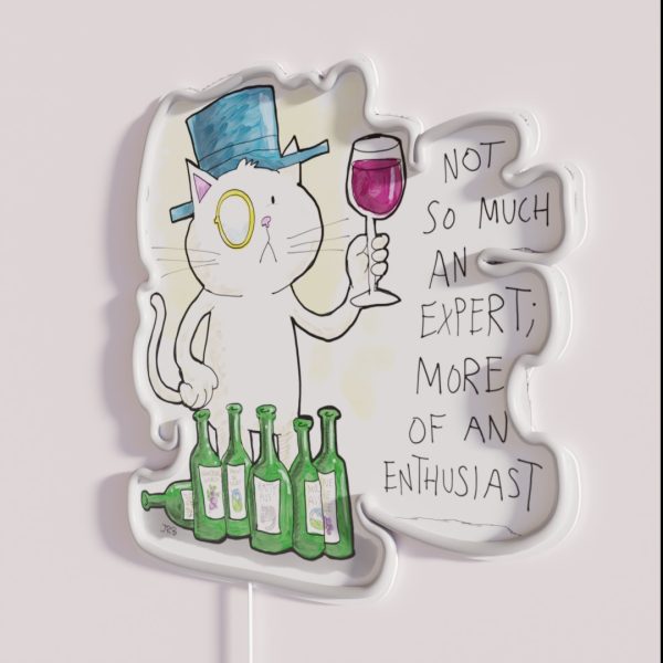 Dapper Cat Wine Enthusiast RGB Neon Sign