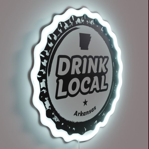 Drink Local Arkansas Craft Beer Bottle Cap RGB Neon Sign