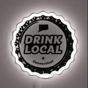 Drink Local Connecticut Craft Beer Bottle Cap RGB Neon Sign
