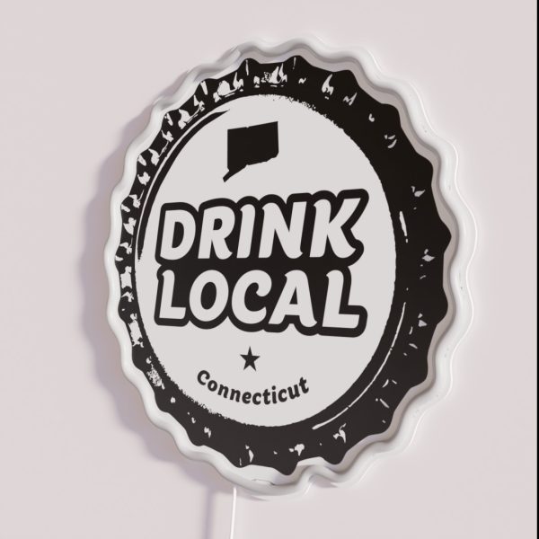 Drink Local Connecticut Craft Beer Bottle Cap RGB Neon Sign