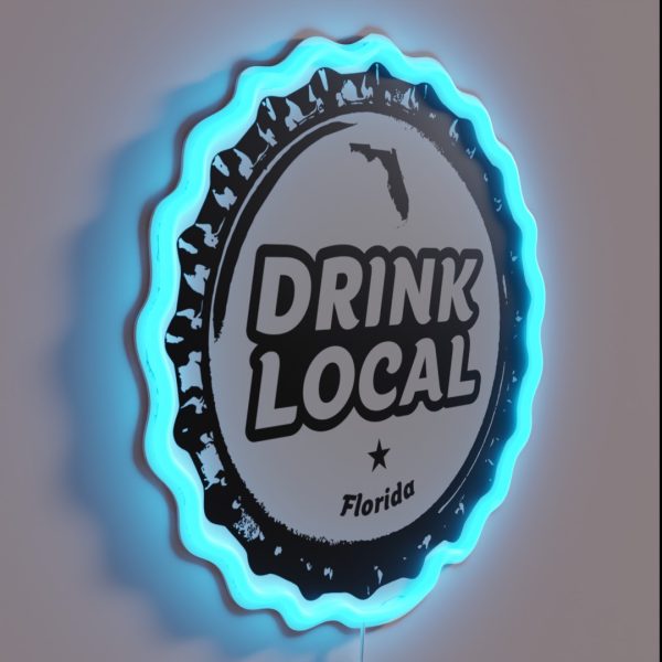 Drink Local Florida Craft Beer Bottle Cap RGB Neon Sign