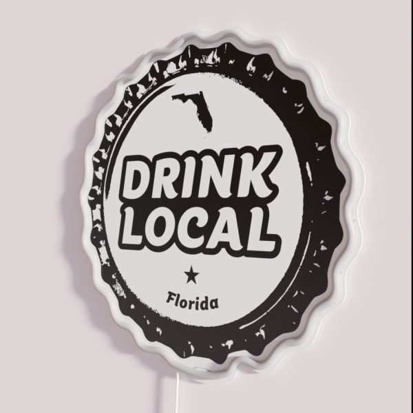Drink Local Florida Craft Beer Bottle Cap RGB Neon Sign