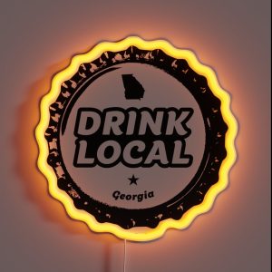 Drink Local Georgia Craft Beer Bottle Cap RGB Neon Sign