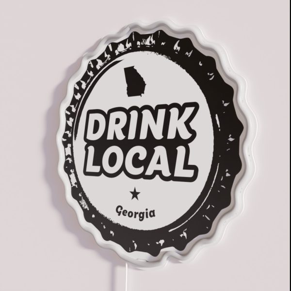Drink Local Georgia Craft Beer Bottle Cap RGB Neon Sign
