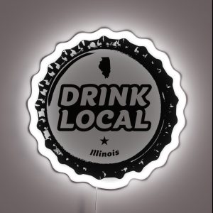 Drink Local Illinois Craft Beer Bottle Cap RGB Neon Sign