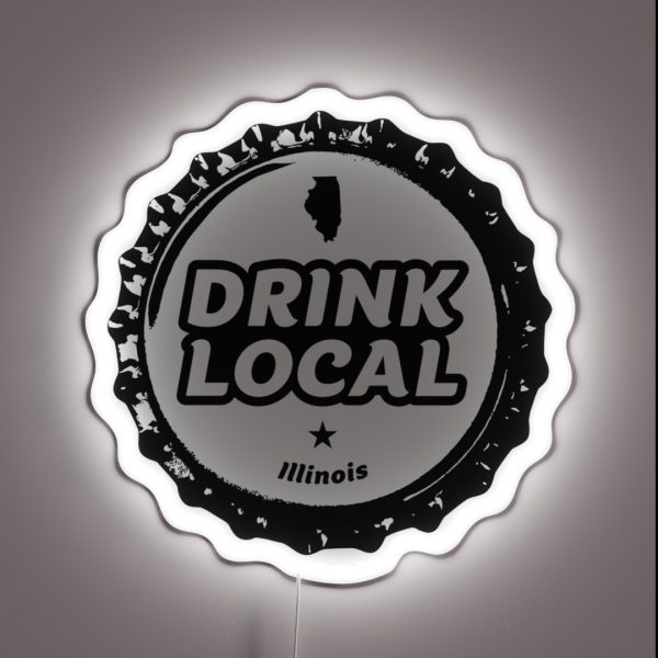 Drink Local Illinois Craft Beer Bottle Cap RGB Neon Sign