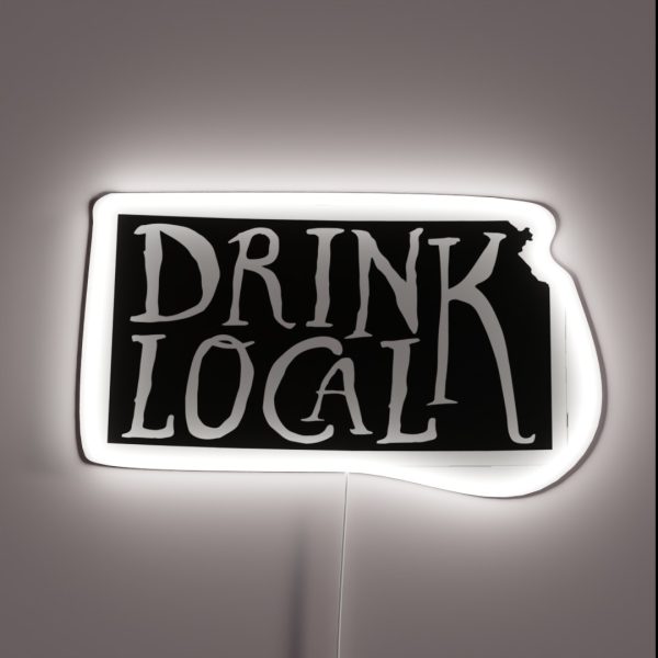 Drink Local Kansas State Outline Craft Beer RGB Neon Sign