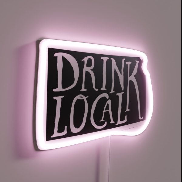 Drink Local Kansas State Outline Craft Beer RGB Neon Sign