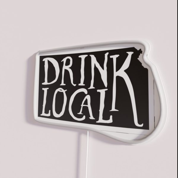 Drink Local Kansas State Outline Craft Beer RGB Neon Sign