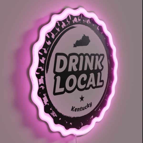 Drink Local Kentucky Craft Beer Bottle Cap RGB Neon Sign