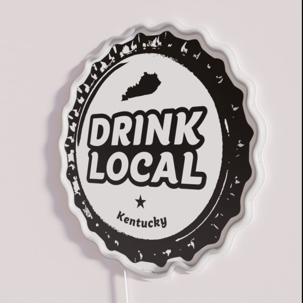 Drink Local Kentucky Craft Beer Bottle Cap RGB Neon Sign