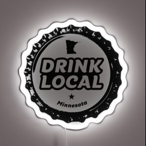 Drink Local Minnesota Craft Beer Bottle Cap RGB Neon Sign