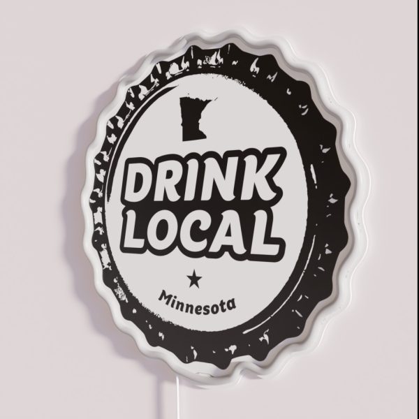 Drink Local Minnesota Craft Beer Bottle Cap RGB Neon Sign