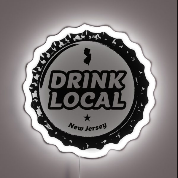 Drink Local New Jersey Craft Beer Bottle Cap RGB Neon Sign