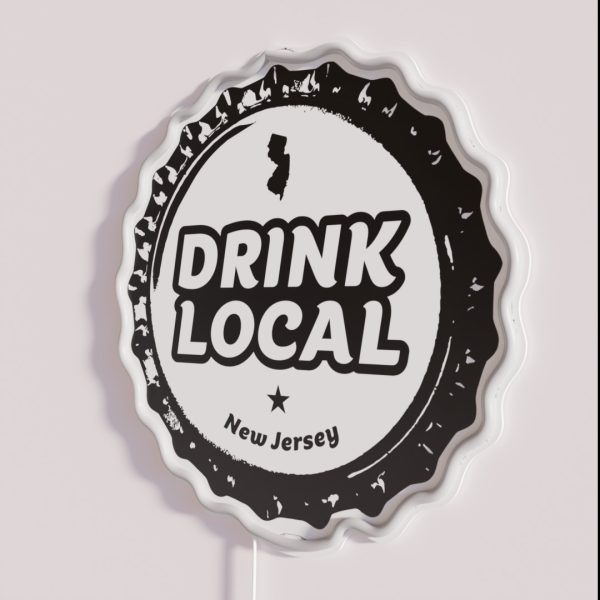 Drink Local New Jersey Craft Beer Bottle Cap RGB Neon Sign