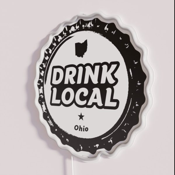 Drink Local Ohio Craft Beer Bottle Cap RGB Neon Sign