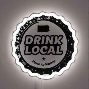 Drink Local Pennsylvania Craft Beer Bottle Cap RGB Neon Sign