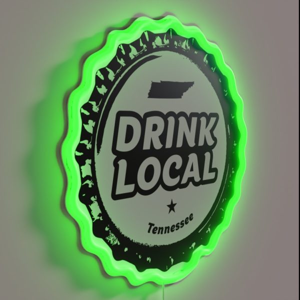 Drink Local Tennessee Craft Beer Bottle Cap RGB Neon Sign