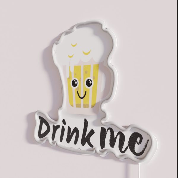 Drink Me Drink Beer Soda Glass RGB Neon Sign