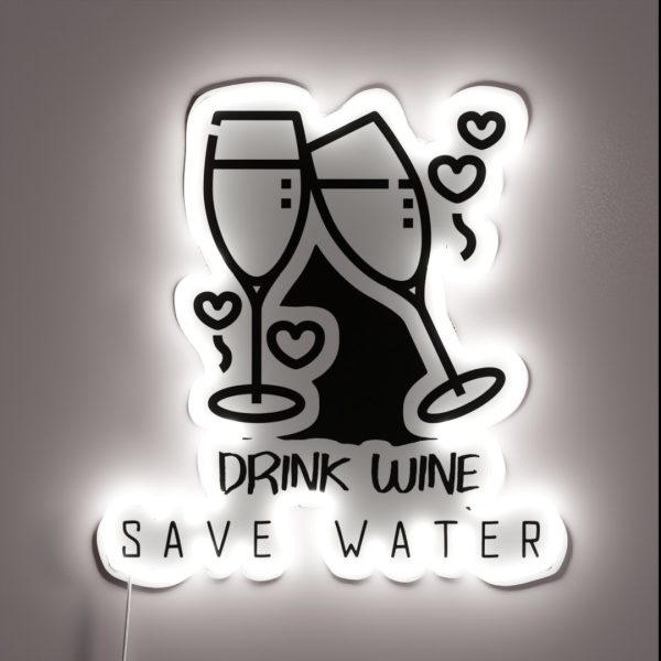 Drink Wine Save Water RGB Neon Sign