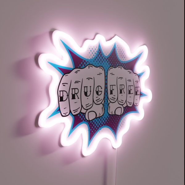Drug Free Punch AA NA Recovery RGB Neon Sign
