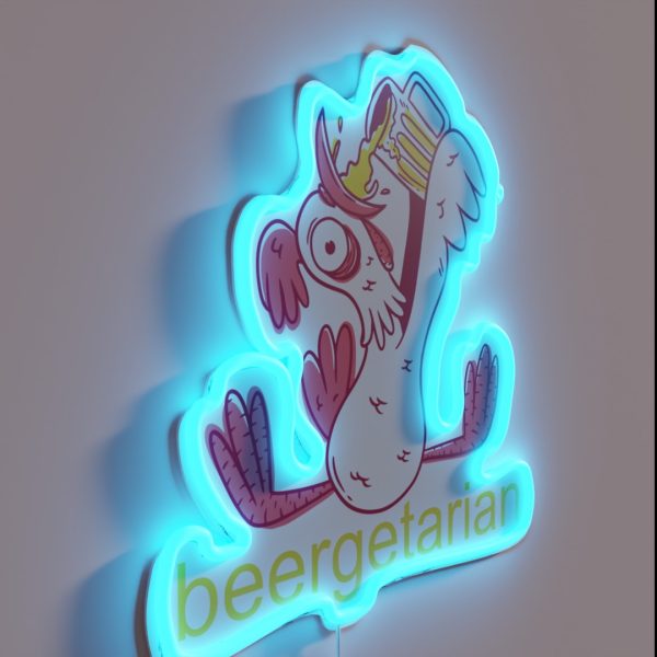 Funny Beer Beergetarian Print RGB Neon Sign