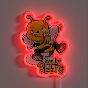 Funny Save The Bees Beers Craft Beer Bee RGB Neon Sign
