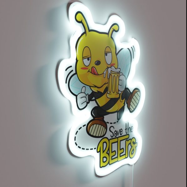 Funny Save The Bees Beers Craft Beer Bee RGB Neon Sign