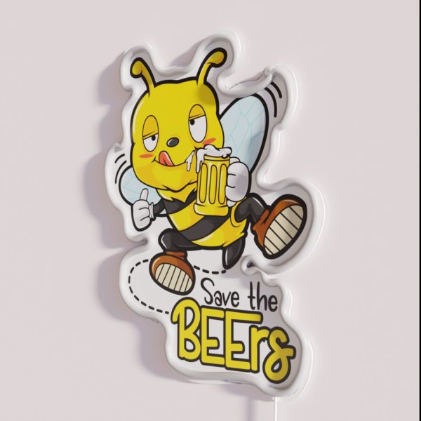 Funny Save The Bees Beers Craft Beer Bee RGB Neon Sign