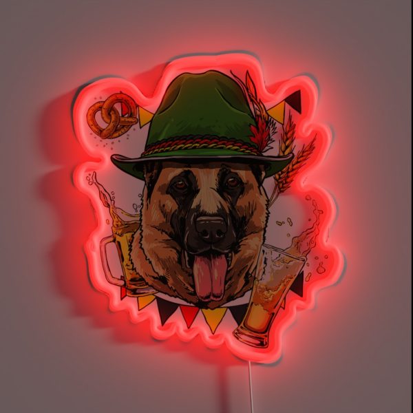 German Shepherd Oktoberfest Dog RGB Neon Sign