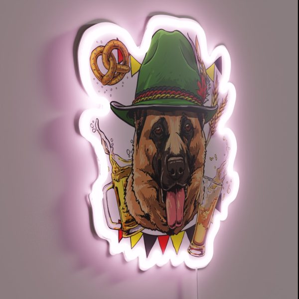 German Shepherd Oktoberfest Dog RGB Neon Sign