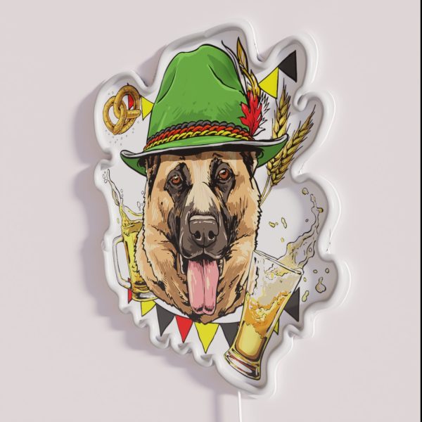 German Shepherd Oktoberfest Dog RGB Neon Sign