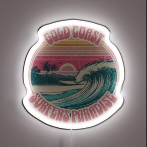 Gold Coast Surfers Paradise Vintage Surf Print RGB Neon Sign