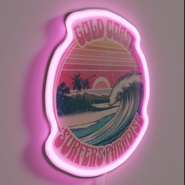 Gold Coast Surfers Paradise Vintage Surf Print RGB Neon Sign
