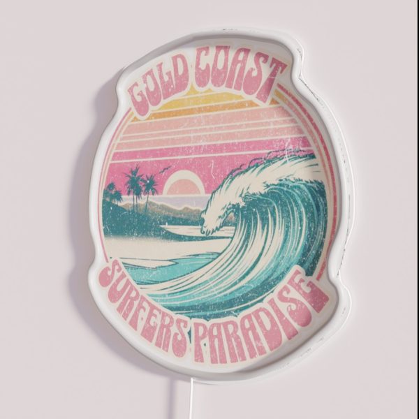 Gold Coast Surfers Paradise Vintage Surf Print RGB Neon Sign