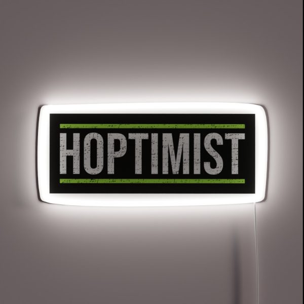 HOPTIMIST Craft Beer Distressed Design RGB Neon Sign