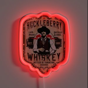 Huckleberry Whiskey Label RGB Neon Sign