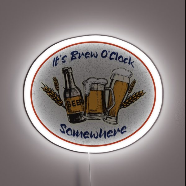 Its Brew O Clock Somewhere Distressed RGB Neon Sign