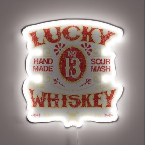 Lucky Whiskey Distressed And Faded RGB Neon Sign