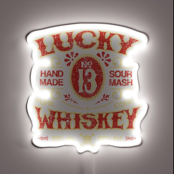 Lucky Whiskey Distressed And Faded RGB Neon Sign