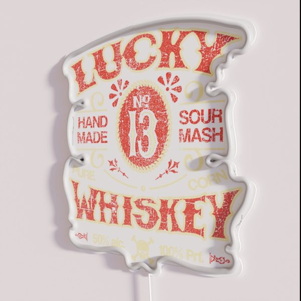 Lucky Whiskey Distressed And Faded RGB Neon Sign