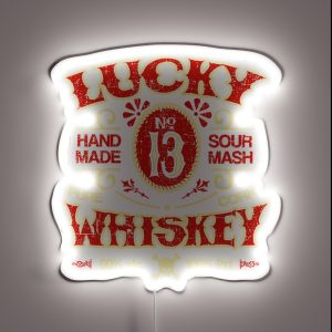 Lucky Whiskey Distressed RGB Neon Sign