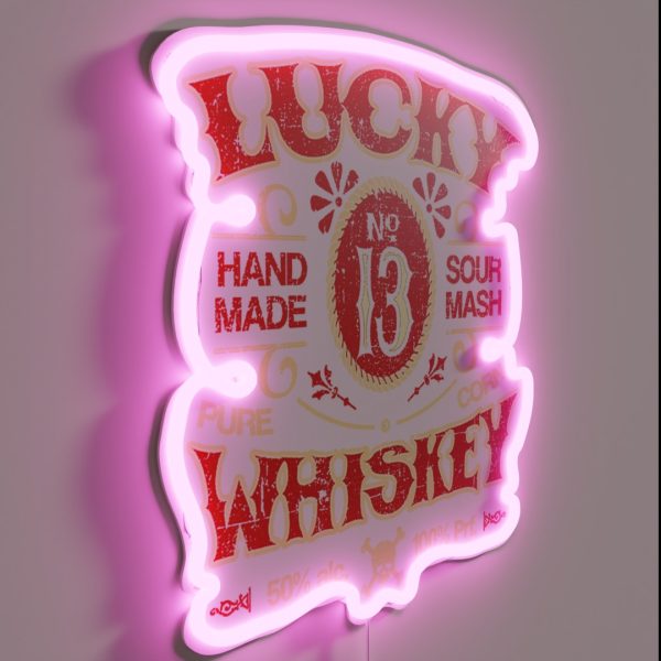 Lucky Whiskey Distressed RGB Neon Sign